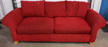 (1) Red Upholstered Sofa - Unbelievably Comfy!