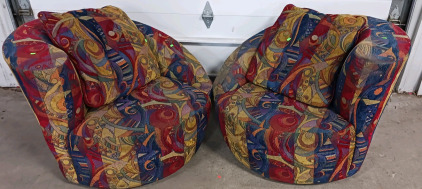 (2) Metropolitan Swivel Chairs - Colorful Upholstery
