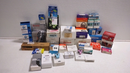 Box Full of Assorted Ribbon Cartridges, Ink Cartridges, & More!
