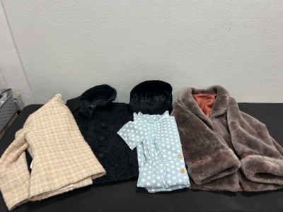 (1) Fur Coat (2) Vintage Coats (1) Fur Hand Warmer (1) Blue And White Dress