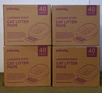 (4) 40-Pad Boxes Of PetFamily Lavender Scented Cat Litter Pads