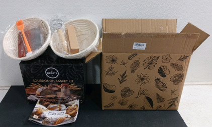 (2) Kitchen and Gardening Accessories - (1) Sourdough Basket Kit (1) 15LB Bag of Organic Clay Pebbles