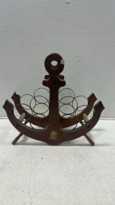 Vintage Wooden Anchor 6-Bottle Wine Rack