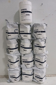 (12) SatWipes SWPP0003 6x9" 150 Wipes/Bag (1) SatWipes Canister SWCN0003 Small