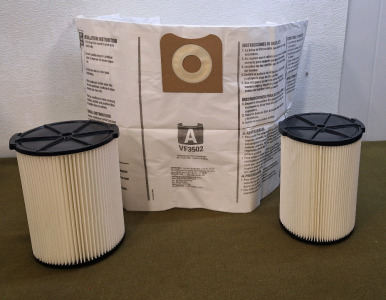 (1) Set Of (2) VF4000 Shop Vac Filters & (4) VF3502 Bags