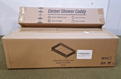(1) 2-Pack Of Under-Bed Storage Racks & (1) Corner Shower Caddy