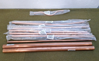 (9) Assorted Pieces Of Copper Tubing, (2) 2-Foot x 1" Diameter, (6) 2-Foot x 1/2" Diameter & (1) 1-Foot X 1/4" Diameter