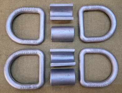 (4) 3" x 3", 5/8", 18,000 Lb, Heavy Duty Weld On D Rings