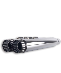 Shark Road 4" Chrome Dual Harley Mufflers 1.75" Slip On Inlets