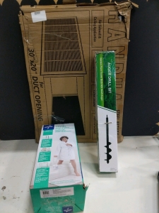 Handua 30x20 Steel Return Grille White, Medline Bathtub Safety Bar, and Garden Auger Drill Bit Hex Shaft