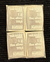 (4) 1 Gram Bars Of .999 Fine Silver