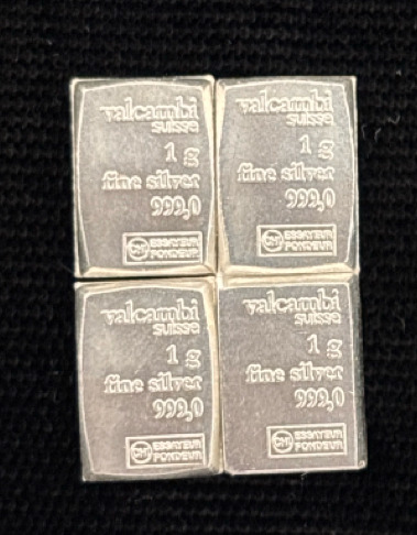 (4) 1 Gram Bars Of .999 Fine Silver