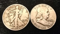 1934 And 1958 Silver Half Dollars- 90% Silver