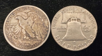 1934 And 1958 Silver Half Dollars- 90% Silver - 2