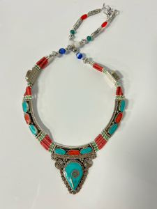 Statement Piece Turquoise and Red Coral Necklace