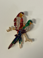 (3) Colorful Hummingbird and Parrot Pins as Well as .925 Flying Bat Necklace - 4