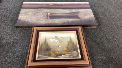 Cannon Framed Painting And Boat Print