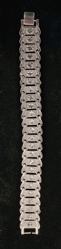 Silver Tone 7" Long Wide Bracelet