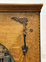 Antique Hall Tree With Mirror/ Bench - 3