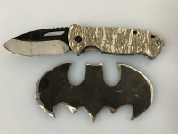 Folding Knife and Custom Made Batman Logo