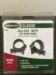Weaver Classic 30mm High Matte Top Mount Rings
