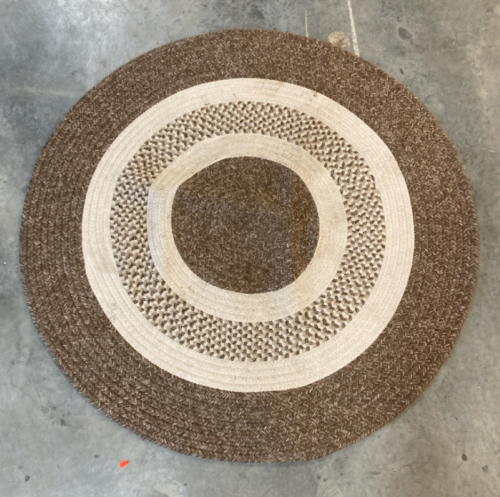 Brown And White Circular Rug