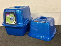 (2) Enclosed Cat Litter Pans
