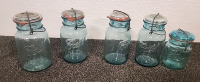 5 Ball Jars .. 1 Milk Bottle - 2