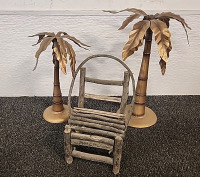 Palm Trees .. Mini Chair .. Candle Lamps.. Wicker Box - 2