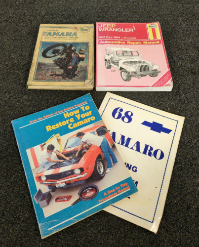 Yamaha Repair Manual, Jeep Wrangler Handbook, and Camaro Restoration and Wiring Diagrams