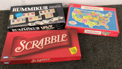 Scrabble, Rummikub, and United States Puzzle