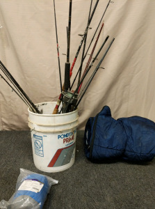 Fishing Poles, Portable Hammock, & Sleeping Bag