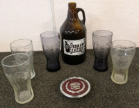 Coca-Cola Glasses, McDonald's Glasses, Beer Jug, and Cadillac Emblem