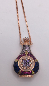 Rose Gold Adjustable Genstone Bottle Necklace