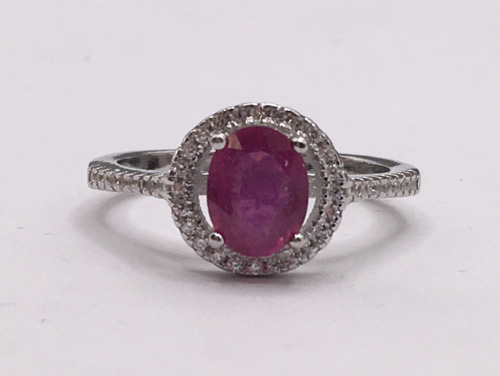 Red and Clean Gemstone .925 Ring (size 7)