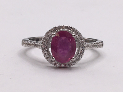 Red and Clean Gemstone .925 Ring (size 7)