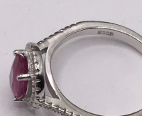 Red and Clean Gemstone .925 Ring (size 7) - 3