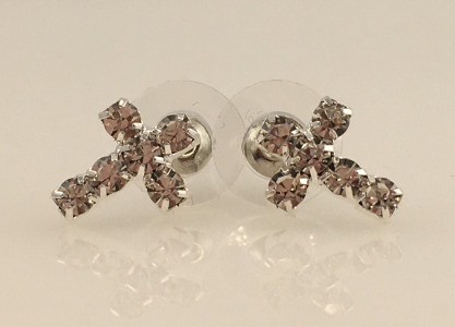 Clear Gemstone Cross Earrings