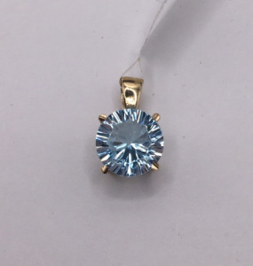 14K Laser Cut Blue Topaz Pendent