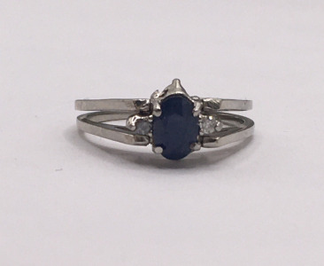 Reversible Sapphire Diamond Ting (size 6) See Photos