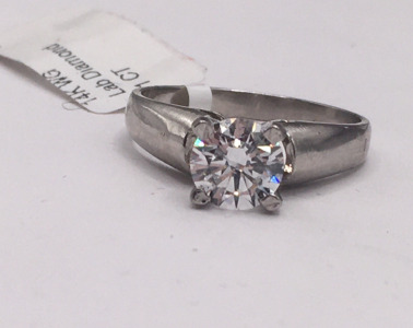 14K WG Lab Diamond Ring (size 6.5)