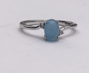 Blue Opal Silver Ring (size 6.5)