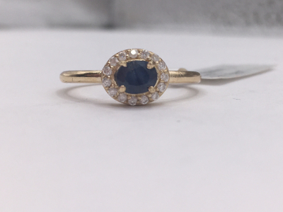 10K Natural Sapphire and Diamonds Gold Ring (size 7)