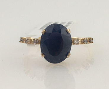 10k Natural Sapphire with Lab Diamonds (size 7)
