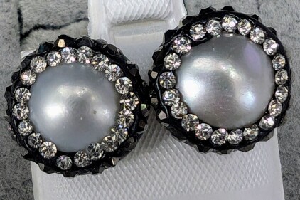 $120 Silver Pearl And Marcasite Earrings