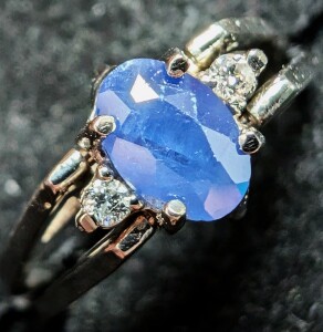$2190 10K 2.79G Sapphire 0.5Ct & Diamond 0.12Ct Flipable 2In1 Ring