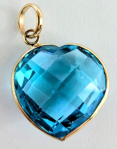 $830 10K 1.5G Blue Topaz Heart Shape (7.5ct) Pendant