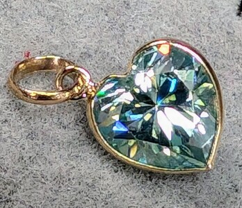 $700 10K 1.9Ct Blue Moissanite Pendant