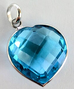 $500 10K Blue Topaz 7.1Ct Heart Shape Pendant