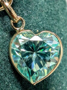$700 10K 1.9Ct Blue Moissanite Pendant